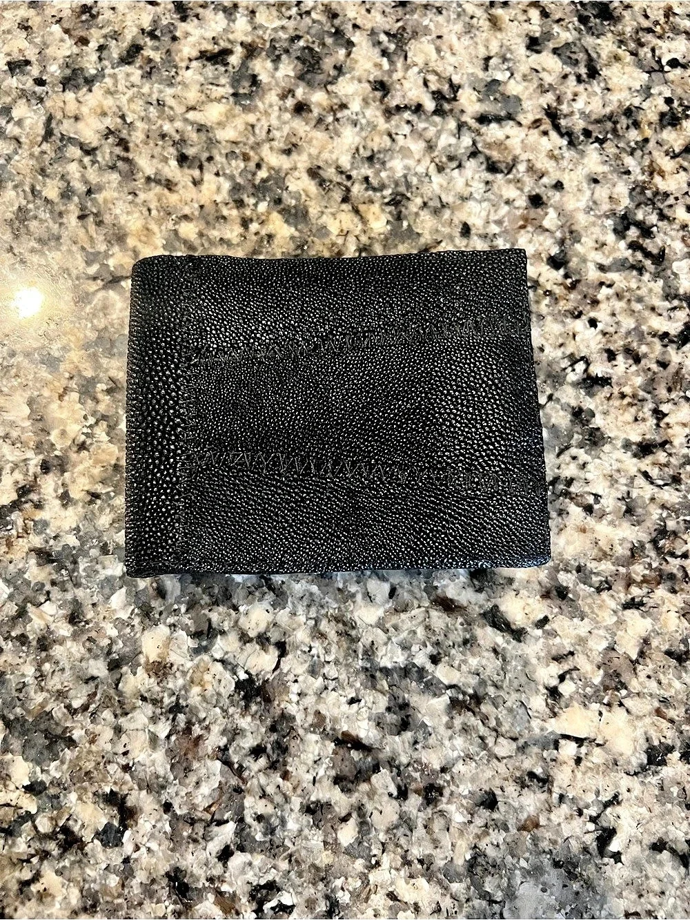 Stingray Handcrafted Genuine Exotic Leather Black Bifold Men’s Wallet New